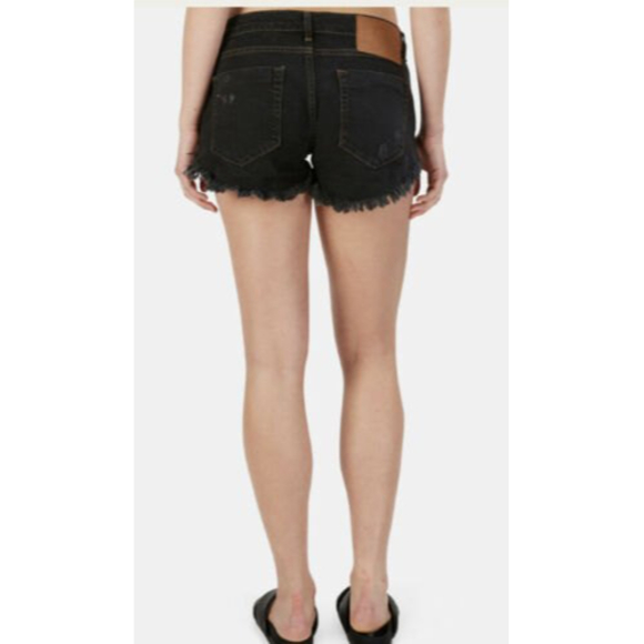 ONE TEASPOON SHORTS DUKES WORN BLACK LOW RISE SZ 30 CUT OFFS FESTIVAL NWT - Picture 1 of 12